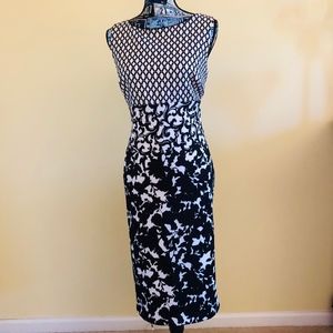 Sleeveless Damask Pattern Sheath Dress
